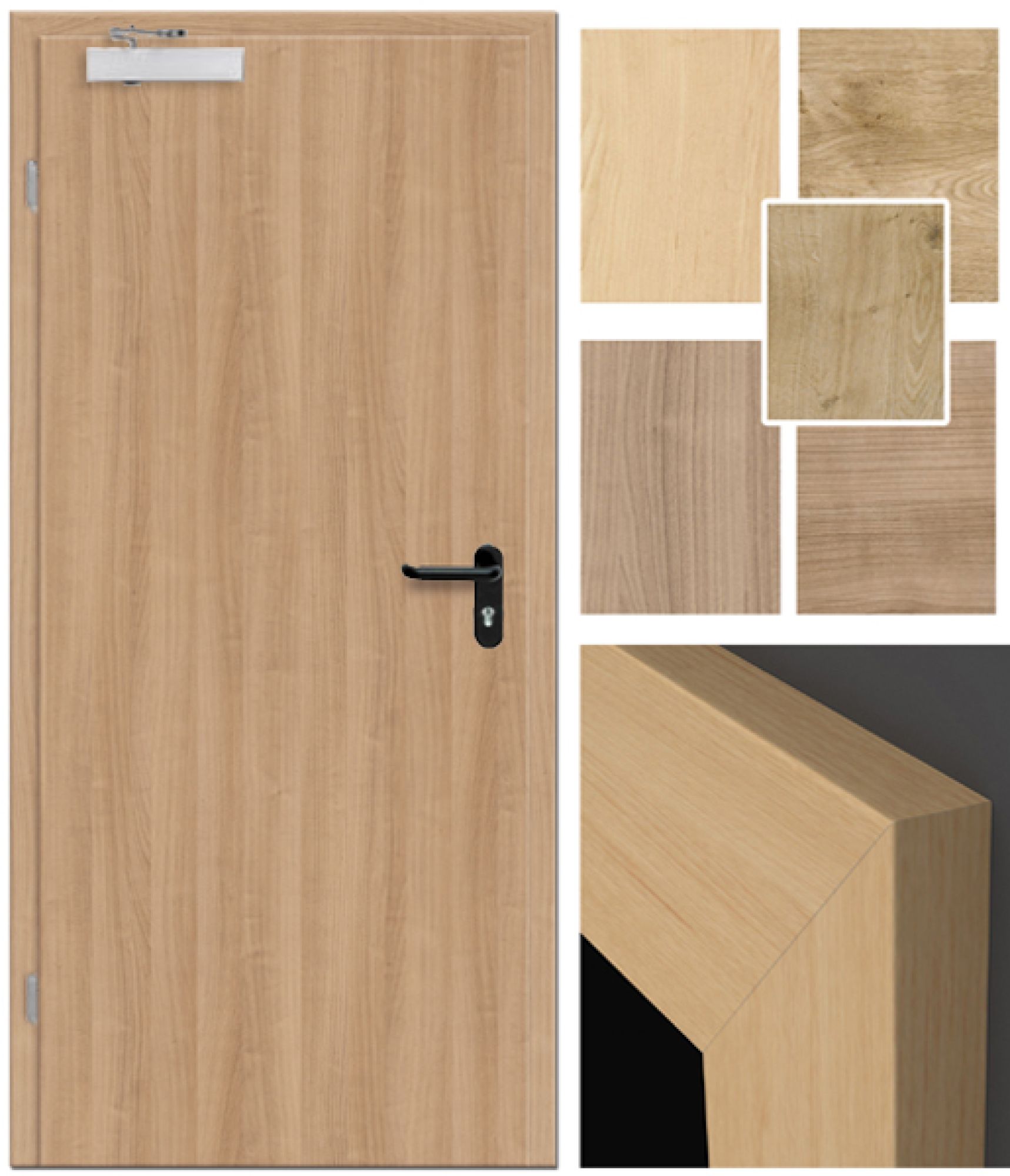 Rauchschutztür RS inkl. Zarge - CPL Holzdekore - Designkante